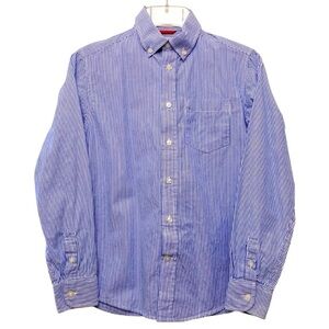 Izod Boys Dress Shirt Blue and White Pinstripe M Reg (10-12)
